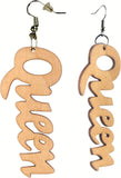 Women's Afrocentric African Text Wood Dangle Pierced Earrings