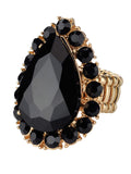 NYFASHION101 Women's Teardrop Stone Studs Fashion Stretch Ring