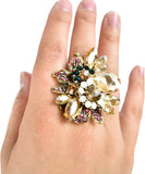 NYFASHION101 Women's Vine Marquis Stone Stud Fashion Stretch Ring