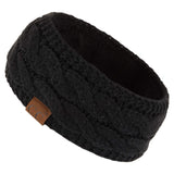 C.C Winter Fuzzy Fleece Lined Thick Knitted Diagonal Stripes Criss-Cross Pattern Headband Headwrap (HW-2060)