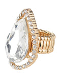 NYFASHION101 Women's Teardrop Stone Studs Fashion Stretch Ring