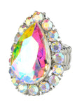 NYFASHION101 Women's Teardrop Stone Studs Fashion Stretch Ring