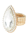 NYFASHION101 Women's Teardrop Stone Studs Fashion Stretch Ring