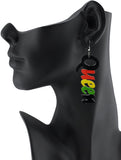 Women's Afrocentric African Text Wood Dangle Pierced Earrings