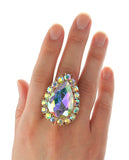 NYFASHION101 Women's Teardrop Stone Studs Fashion Stretch Ring