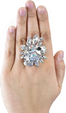 NYFASHION101 Women's Vine Marquis Stone Stud Fashion Stretch Ring