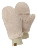 C.C Women's Faux Fur Wrist Length Fingerless Sherpa Lined Convertible Mittens Gloves