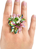 NYFASHION101 Women's Vine Marquis Stone Stud Fashion Stretch Ring
