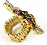 NYFASHION101 Women's Vine Marquis Stone Stud Fashion Stretch Ring