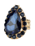 NYFASHION101 Women's Teardrop Stone Studs Fashion Stretch Ring