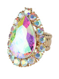 NYFASHION101 Women's Teardrop Stone Studs Fashion Stretch Ring