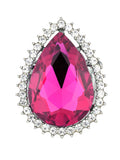 NYFASHION101 Women's Teardrop Stone Studs Fashion Stretch Ring