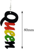 Women's Afrocentric African Text Wood Dangle Pierced Earrings