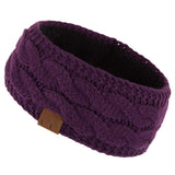 C.C Winter Fuzzy Fleece Lined Thick Knitted Diagonal Stripes Criss-Cross Pattern Headband Headwrap (HW-2060)