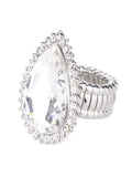 NYFASHION101 Women's Teardrop Stone Studs Fashion Stretch Ring