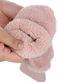 C.C Women's Faux Fur Wrist Length Fingerless Sherpa Lined Convertible Mittens Gloves