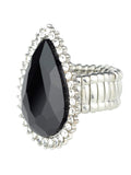 NYFASHION101 Women's Teardrop Stone Studs Fashion Stretch Ring