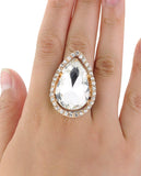 NYFASHION101 Women's Teardrop Stone Studs Fashion Stretch Ring