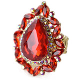 NYFASHION101 Women's Teardrop Stone Studs Fashion Stretch Ring