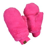 C.C Women's Faux Fur Wrist Length Fingerless Sherpa Lined Convertible Mittens Gloves