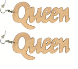Women's Afrocentric African Text Wood Dangle Pierced Earrings