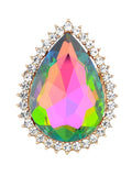 NYFASHION101 Women's Teardrop Stone Studs Fashion Stretch Ring