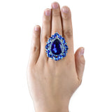 NYFASHION101 Women's Teardrop Stone Studs Fashion Stretch Ring