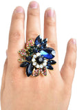 NYFASHION101 Women's Vine Marquis Stone Stud Fashion Stretch Ring