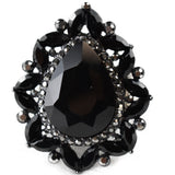 NYFASHION101 Women's Teardrop Stone Studs Fashion Stretch Ring