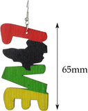 Women's Afrocentric African Text Wood Dangle Pierced Earrings