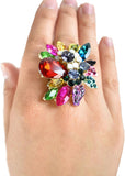 NYFASHION101 Women's Vine Marquis Stone Stud Fashion Stretch Ring