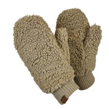 C.C Women's Faux Fur Wrist Length Fingerless Sherpa Lined Convertible Mittens Gloves
