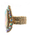 NYFASHION101 Women's Teardrop Stone Studs Fashion Stretch Ring