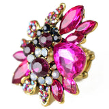 NYFASHION101 Women's Vine Marquis Stone Stud Fashion Stretch Ring