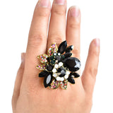 NYFASHION101 Women's Vine Marquis Stone Stud Fashion Stretch Ring