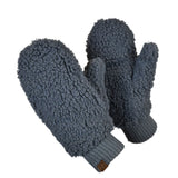 C.C Women's Faux Fur Wrist Length Fingerless Sherpa Lined Convertible Mittens Gloves