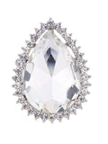 NYFASHION101 Women's Teardrop Stone Studs Fashion Stretch Ring
