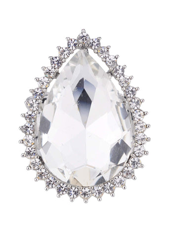 NYFASHION101 Women's Teardrop Stone Studs Fashion Stretch Ring