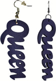 Women's Afrocentric African Text Wood Dangle Pierced Earrings