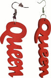 Women's Afrocentric African Text Wood Dangle Pierced Earrings