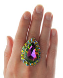 NYFASHION101 Women's Teardrop Stone Studs Fashion Stretch Ring