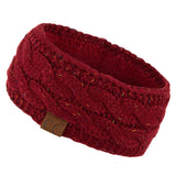 C.C Winter Fuzzy Fleece Lined Thick Knitted Diagonal Stripes Criss-Cross Pattern Headband Headwrap (HW-2060)