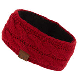 C.C Winter Fuzzy Fleece Lined Thick Knitted Diagonal Stripes Criss-Cross Pattern Headband Headwrap (HW-2060)