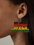 Women's Afrocentric African Text Wood Dangle Pierced Earrings