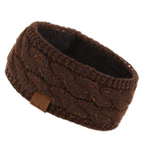 C.C Winter Fuzzy Fleece Lined Thick Knitted Diagonal Stripes Criss-Cross Pattern Headband Headwrap (HW-2060)