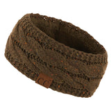 C.C Winter Fuzzy Fleece Lined Thick Knitted Diagonal Stripes Criss-Cross Pattern Headband Headwrap (HW-2060)