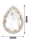 NYFASHION101 Women's Teardrop Stone Studs Fashion Stretch Ring
