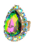 NYFASHION101 Women's Teardrop Stone Studs Fashion Stretch Ring
