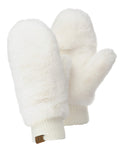 C.C Women's Faux Fur Wrist Length Fingerless Sherpa Lined Convertible Mittens Gloves