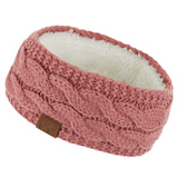 C.C Winter Fuzzy Fleece Lined Thick Knitted Diagonal Stripes Criss-Cross Pattern Headband Headwrap (HW-2060)
